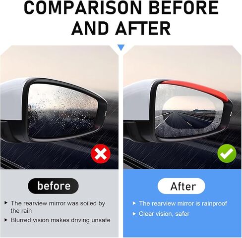 2 PCS Car Rearview Rainproof Film, PET Anti-glare Non-peeling Rearview Mirror Rain Protection Film, 3.94" x 5.71" Self-adhesive Window Glass Clarity Tool, for Most Vehicles (Transparent) in Saudi Arabia