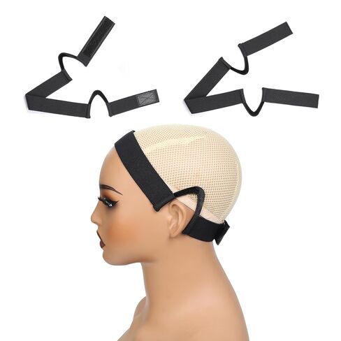 2Pcs Wig Band For Lace Front Ear Free Lace Melting Elastic Band Headband For Women No Slip C Shaped Ear Curve (Black, Regualr(2pcs)) in Kuwait