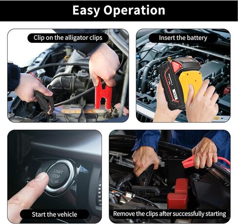 Battery Jump Starter - Portable Car Jumper Cables with Adapter Compatible with DE.Walt 20V Batteries, 8AWG Silicone Wire (2FT), 392°F Heat Resistant, for Cars, Trucks, RV & Off-Road Vehicles in Saudi Arabia
