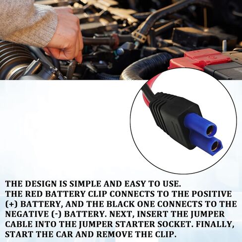 1PC EC5 Jump Starter Cable with Battery Clamps, 12V Car Portable Jumper Cables Alligator Clip to EC5 Connector with 10 AWG Silicone Wire, Smart Emergency Jump Starter Battery Booster Cables in Saudi Arabia