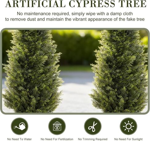 Outdoor Artificial Cedar Topiary Trees, 6FT Set of 2 UV-Resistant Potted Plants with Planter, Realistic Fake Trees for Porch, Garden, Balcony, Patio & Office Decor in Saudi Arabia