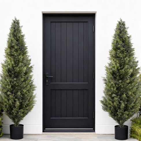 Outdoor Artificial Cedar Topiary Trees, 6FT Set of 2 UV-Resistant Potted Plants with Planter, Realistic Fake Trees for Porch, Garden, Balcony, Patio & Office Decor in Saudi Arabia
