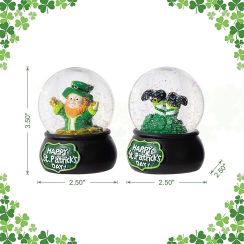 مجموعة Glitzhome مكونة من كرتين مائيتين من راتينج St.Patrick's Leprechaun، تصميم Leprechaun الاحتفالي والعملات الذهبية/نبات النفل، كرات ثلجية مصنوعة يدويًا لتزيين طاولة عيد القديس باتريك in Saudi Arabia