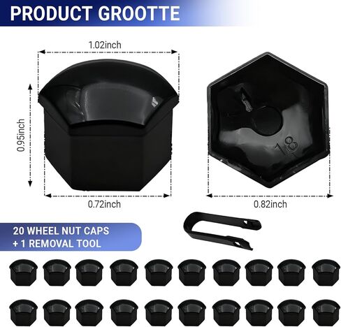 20PCS 21mm Lug Nut Covers, Hexagonal Wheel Bolt Covers Caps, Tire Nut Rust and Dust Protection Cover with Remover Clip, Universal for Most Car Lug Nut Caps, Auto Exterior Accessories (Black) in Saudi Arabia