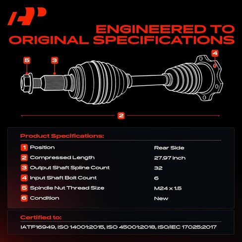 A-Premium CV Axle Shaft Assembly Compatible with INFINITI QX56 2004-2012 & Nissan Armada 2005-2015, Pathfinder Armada 2004, 5.6L, Rear Left or Right Side, Replace# 396007S000 in Kuwait