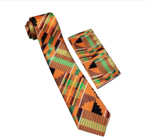 ShopHaven African Kente Tie Set, Ankara Tie and Handkerchief, Afrocentric Necktie and Hanky, African Men Accessory in Saudi Arabia