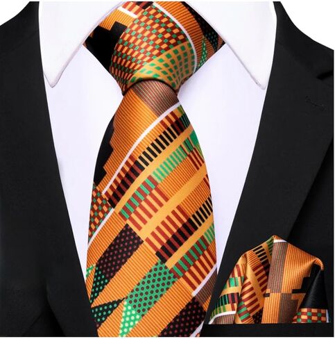 ShopHaven African Kente Tie Set, Ankara Tie and Handkerchief, Afrocentric Necktie and Hanky, African Men Accessory in Saudi Arabia