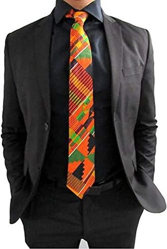 ShopHaven African Kente Tie Set, Ankara Tie and Handkerchief, Afrocentric Necktie and Hanky, African Men Accessory in Saudi Arabia