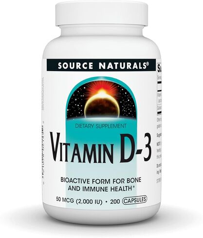 Source Naturals فيتامين د-3، يدعم صحة العظام والمناعة، 2000 وحدة دولية - 400 كبسولة in Kuwait