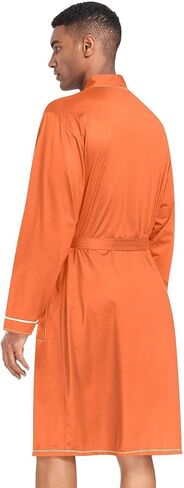 STAYTOP Pure Plain Orange Men's Nightshirt,Soft Kimono Bathrobe Men Long Sleeve Mens Sleepwear in Saudi Arabia