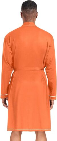 STAYTOP Pure Plain Orange Men's Nightshirt,Soft Kimono Bathrobe Men Long Sleeve Mens Sleepwear in Saudi Arabia
