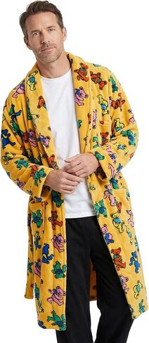 Ripple Junction Grateful Dead Dancing Bears Men's One Size Plush Robe Officially Licensed in Saudi Arabia
