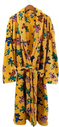 Ripple Junction Grateful Dead Dancing Bears Men's One Size Plush Robe Officially Licensed in Saudi Arabia