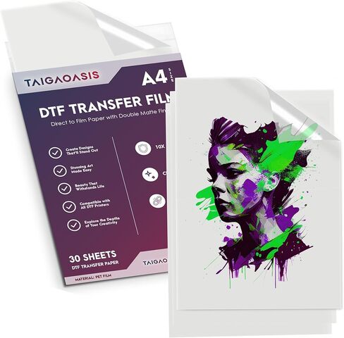 ورق نقل دي تي اف مقاس A4 من تايجاواسيس - 30 ورقة - 8.3 × 11.7 انش - ورق نقل دي تي اف مضاد للكهرباء الساكنة - ورق غشاء مباشر بلمسة نهائية مات مزدوجة - طلاء 10 مرات لصور اكثر اشراقا ووضوحا ومتانة in Saudi Arabia