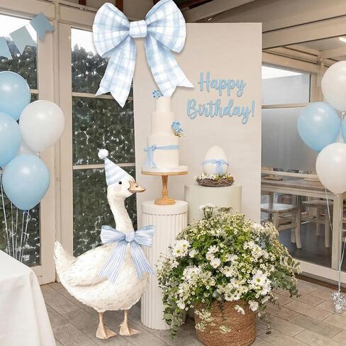 RattanView Silly Goose Birthday Party Decorations 35.4inch 1st Birthday Silly Goose Backdrop Duck and 23.6inch Pink Gingham Background Bow Baby Shower Party Supplies for Animal Baby Shower in Saudi Arabia