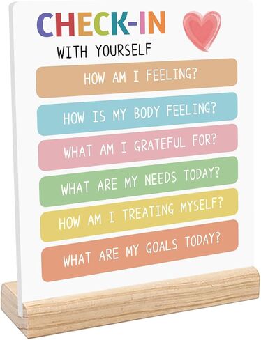 Acrylic Motivational Sign, Positive Decor Inspirational Desk Art Decor, Emotion cheerful Support Mindset Good Vibes Gifts for Women Decoration for Home Office (Check with in Yourself) in Saudi Arabia