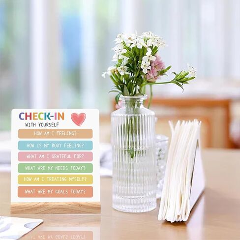 Acrylic Motivational Sign, Positive Decor Inspirational Desk Art Decor, Emotion cheerful Support Mindset Good Vibes Gifts for Women Decoration for Home Office (Check with in Yourself) in Saudi Arabia