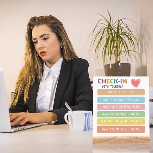 Acrylic Motivational Sign, Positive Decor Inspirational Desk Art Decor, Emotion cheerful Support Mindset Good Vibes Gifts for Women Decoration for Home Office (Check with in Yourself) in Saudi Arabia