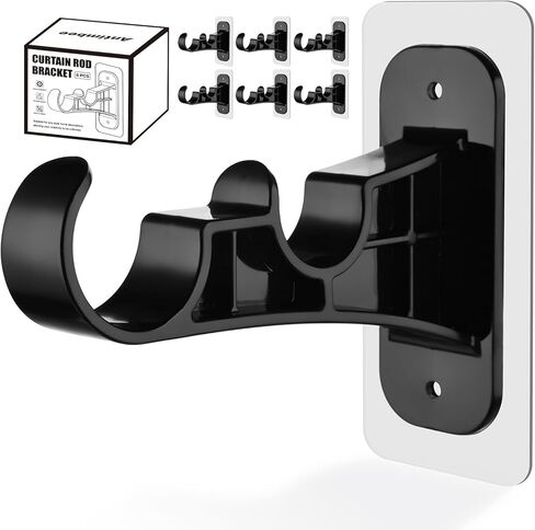 Antimbee 6-Pack ستارة مزدوجة قوس قضيب، لاصق لا حامل قضيب الحفر، خطافات الأقواس المزدوجة سهلة الالتصاق، لا يوجد حفر مسمار شماعات ستارة مجانية للحمام، غرفة المعيشة، المطبخ in Kuwait