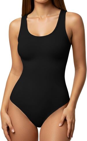 Women's Scoop Neck Sleeveless Bodysuits Backless Tank Top Body Suits for Womens Sexy Thong Bodysuit Tops Leotards in Kuwait