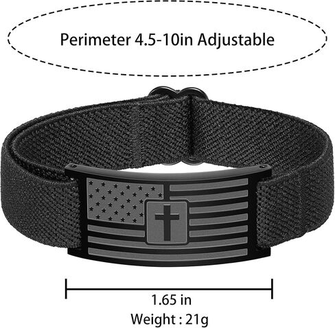 Valentine's Day Gifts for Him - American Flag Cross Bible Verse Bracelet | Adjustable Elastic Christian Jewelry for Men & Boys in Saudi Arabia