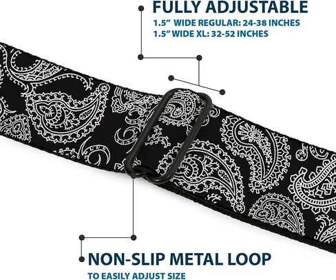 حزام بإبزيم للأسفل، حزام بإبزيم لحزام الأمان، أسود بيزلي وأبيض، قابل للتعديل in Kuwait