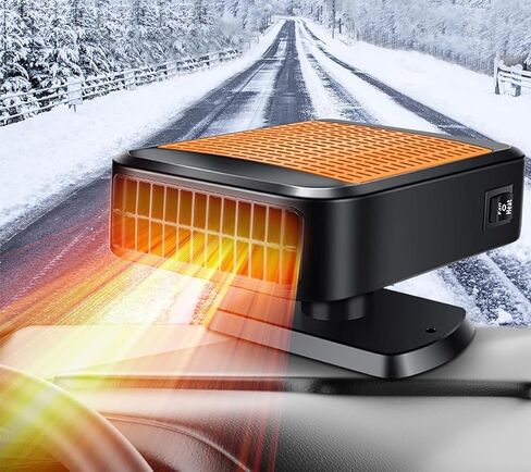 12V 200W Car Heater,Portable Windshield Defroster 360° Rotatable Fast Heating Defroster Defogger for Car Windshield,Plug into Cigarette Lighter,Car Heaters for Vehicle,Car,RV,SUV (Orange) in Kuwait