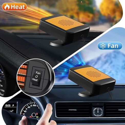12V 200W Car Heater,Portable Windshield Defroster 360° Rotatable Fast Heating Defroster Defogger for Car Windshield,Plug into Cigarette Lighter,Car Heaters for Vehicle,Car,RV,SUV (Orange) in Kuwait