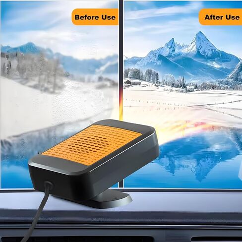 12V 200W Car Heater,Portable Windshield Defroster 360° Rotatable Fast Heating Defroster Defogger for Car Windshield,Plug into Cigarette Lighter,Car Heaters for Vehicle,Car,RV,SUV (Orange) in Kuwait