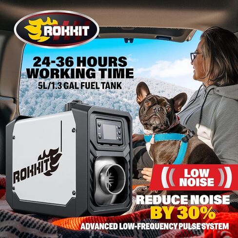 [إصدار 2026] سخان ديزل ROKKIT 8KW، سخان هواء ديزل الكل في واحد 110 فولت/12 فولت، سخان ديزل محمول مع شاشة LCD وجهاز تحكم عن بعد، سخان انتظار سيارات ديزل منخفض الضوضاء سريع التسخين للخيمة والسيارة والمركبات الترفيهية والتخييم in Kuwait