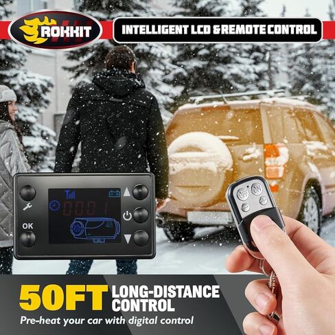 [إصدار 2026] سخان ديزل ROKKIT 8KW، سخان هواء ديزل الكل في واحد 110 فولت/12 فولت، سخان ديزل محمول مع شاشة LCD وجهاز تحكم عن بعد، سخان انتظار سيارات ديزل منخفض الضوضاء سريع التسخين للخيمة والسيارة والمركبات الترفيهية والتخييم in Kuwait