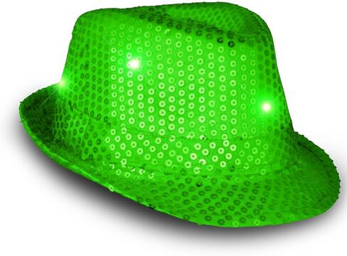 blinkee LED Flashing Fedora Hat with Green Sequins in Saudi Arabia