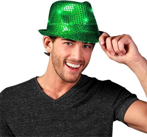 blinkee LED Flashing Fedora Hat with Green Sequins in Saudi Arabia