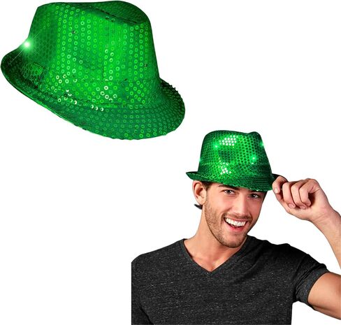 blinkee LED Flashing Fedora Hat with Green Sequins in Saudi Arabia