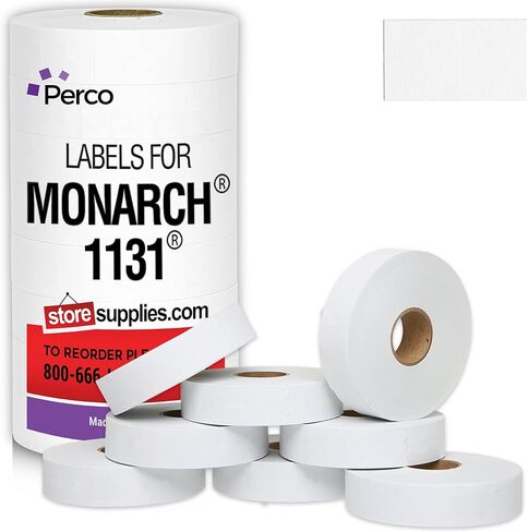 Perco Removable Adhesives White Labels for Monarch 1131 Price Gun - 1 Sleeve, 20,000 Labels in Kuwait