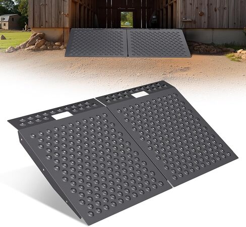 VNN 29" x 48" Shed Ramp for Riding Mower & Lawn Equipment | 1500 LB Capacity Anti-Slip Punch Plate Ramp for ATV, Motorcycles, Garages & Barns (2PC, Aluminum) in Kuwait