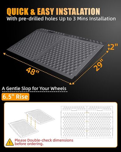 VNN 29" x 48" Shed Ramp for Riding Mower & Lawn Equipment | 1500 LB Capacity Anti-Slip Punch Plate Ramp for ATV, Motorcycles, Garages & Barns (2PC, Aluminum) in Kuwait
