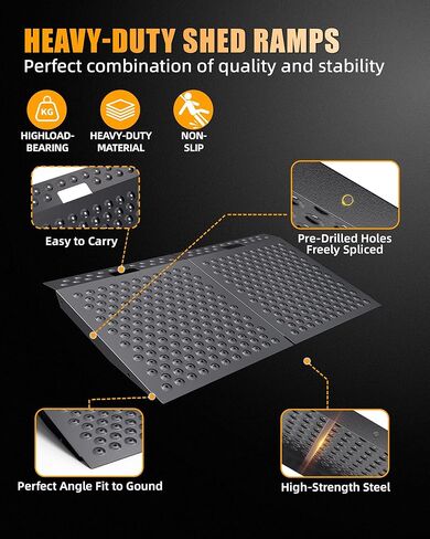 VNN 29" x 48" Shed Ramp for Riding Mower & Lawn Equipment | 1500 LB Capacity Anti-Slip Punch Plate Ramp for ATV, Motorcycles, Garages & Barns (2PC, Aluminum) in Kuwait