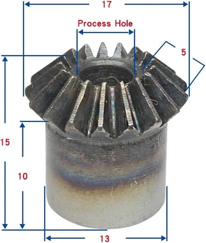 1M16Teeth Bevel Gear Outer Diameter 17mm Height 15mm Hole Carbon Steel 90 Degrees 1Pcs in Kuwait