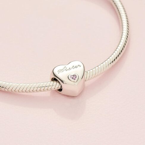 PANDORA Jewelry Bundle with Gift Box - Moments Sterling Silver Snake Chain Charm Bracelet with Barrel Clasp, 8.3" & Sterling Silver Sister Heart Charm with Cubic Zirconia - Gift for Women in Saudi Arabia