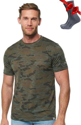 Merino Wool T-Shirt Mens - Merino Wool Undershirt Thermal Shirt for Men and Hiking Socks in Kuwait