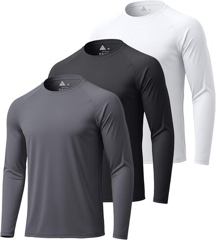 ZITY 3 Pack Long Sleeve Shirts for Men UPF 50+ Sun Protection Crew Neck T-Shirt Rash Guard for Hiking Running Swimming in Saudi Arabia
