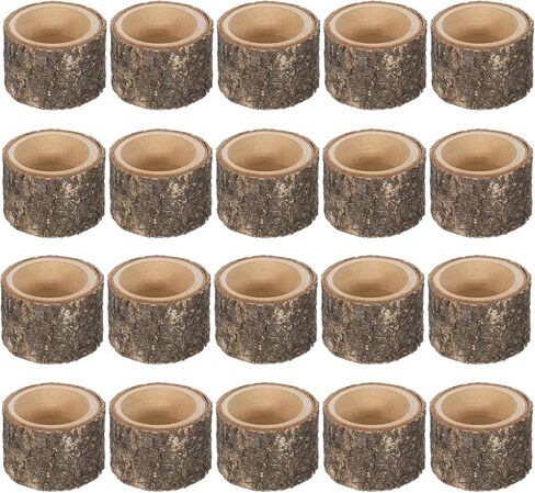 SHENLIU 20 PCS Wooden Tea Light Candle Holders, Rustic Wood Votive Candle Holders, Rustic Wood Votive Candles Holder for Table Decoration Vintage Tealight Holder Candles Stands Bulk for Wedding in Saudi Arabia
