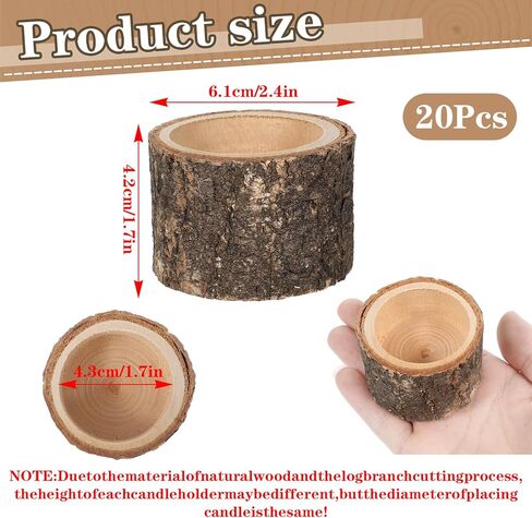 SHENLIU 20 PCS Wooden Tea Light Candle Holders, Rustic Wood Votive Candle Holders, Rustic Wood Votive Candles Holder for Table Decoration Vintage Tealight Holder Candles Stands Bulk for Wedding in Saudi Arabia