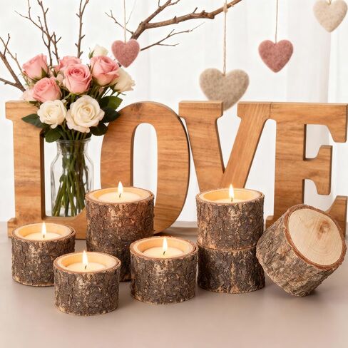 SHENLIU 20 PCS Wooden Tea Light Candle Holders, Rustic Wood Votive Candle Holders, Rustic Wood Votive Candles Holder for Table Decoration Vintage Tealight Holder Candles Stands Bulk for Wedding in Saudi Arabia