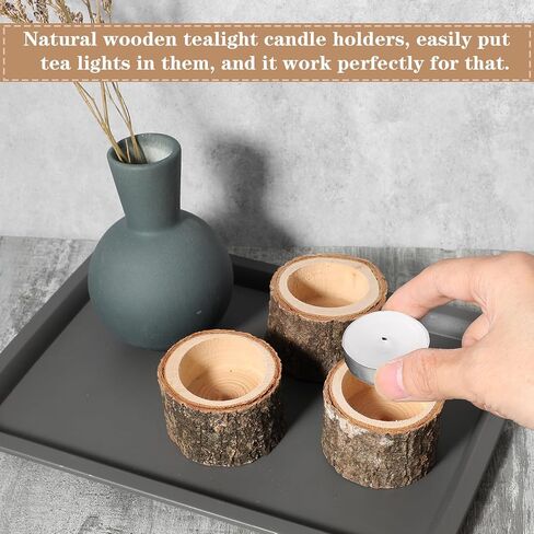 SHENLIU 20 PCS Wooden Tea Light Candle Holders, Rustic Wood Votive Candle Holders, Rustic Wood Votive Candles Holder for Table Decoration Vintage Tealight Holder Candles Stands Bulk for Wedding in Saudi Arabia