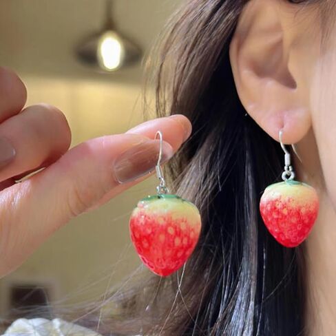 2Pcs Strawberry Hat with Earrings Cute Crochet Bucket Hats for Women Handmade Floral Hat Foldable Knitted Hats in Saudi Arabia