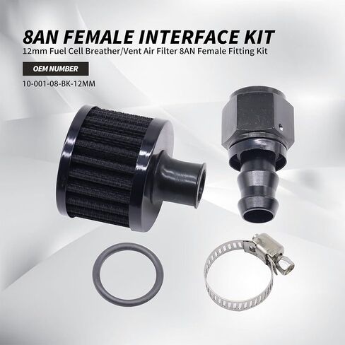 12mm Fuel Cell Breather/Vent Air Filter 8AN Female Fitting Kit in Saudi Arabia
