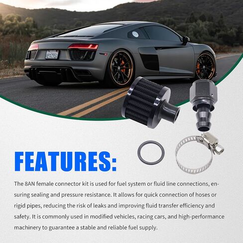12mm Fuel Cell Breather/Vent Air Filter 8AN Female Fitting Kit in Saudi Arabia