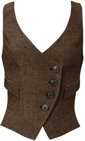 Women's Suit Vest Herringbone Tweed Business Slim Fit Vintage Waistcoat Lady Sleeveless Jacket in Saudi Arabia